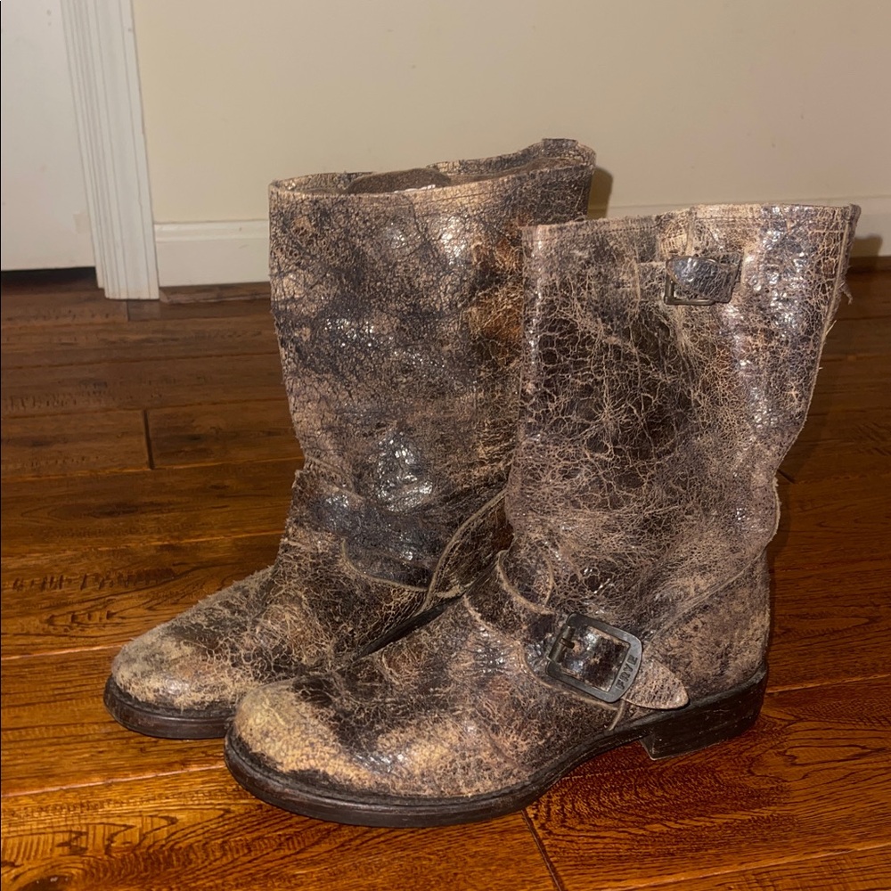 Frye Brown Distressed Boots Sz 8.5